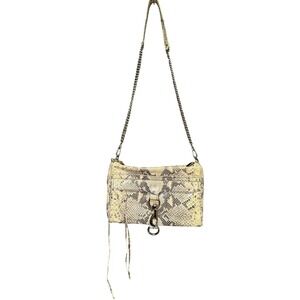 Rebecca‎ Minkoff MAC Crossbody Bag Womens Snakeskin Chain Strap Gold Hardware